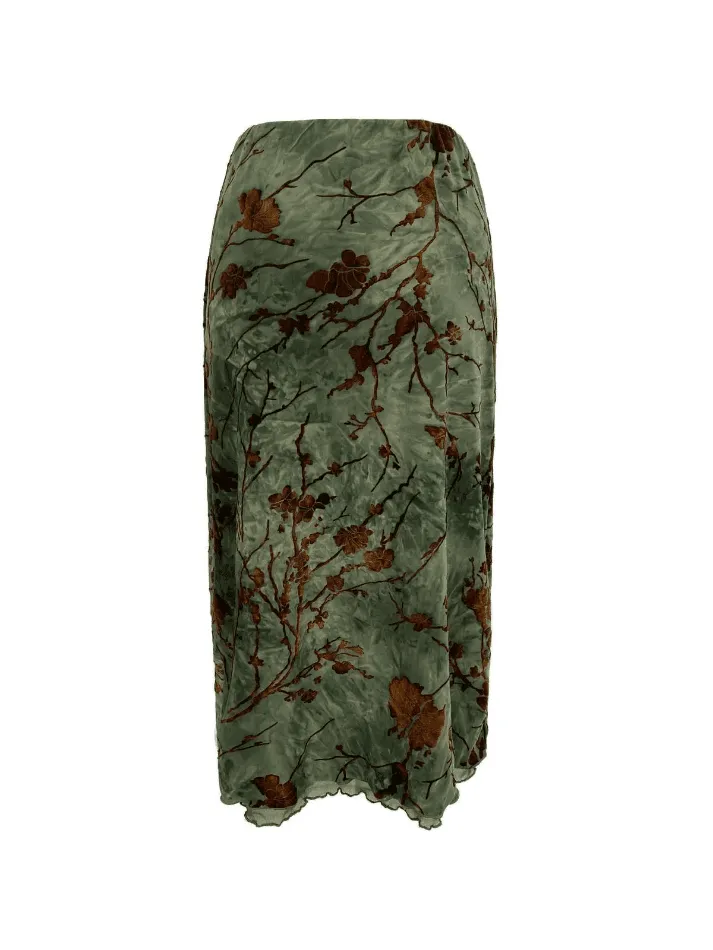 Joskaa Mesh Lining Vintage Floral Midi Skirt