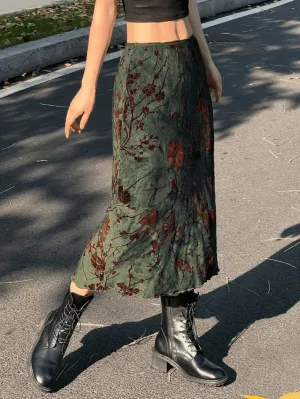 Joskaa Mesh Lining Vintage Floral Midi Skirt