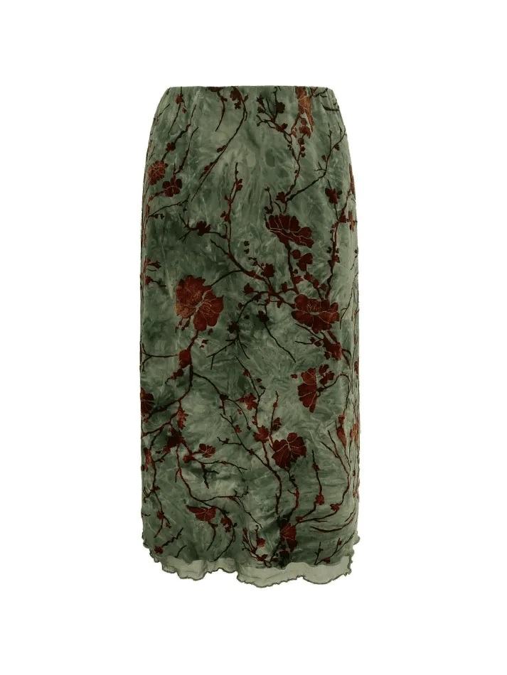 Joskaa Mesh Lining Vintage Floral Midi Skirt