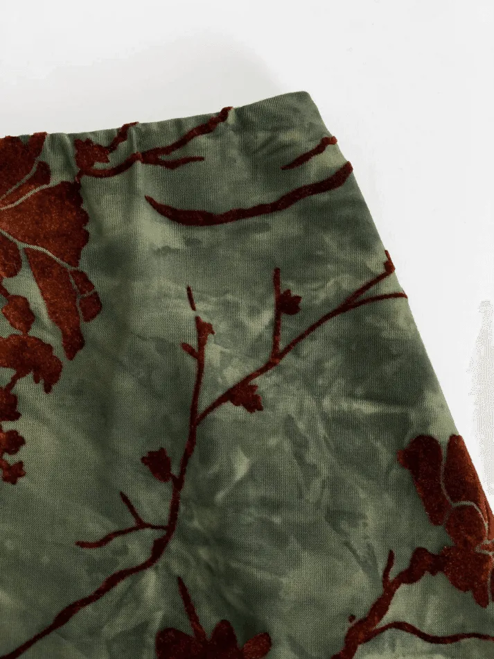 Joskaa Mesh Lining Vintage Floral Midi Skirt