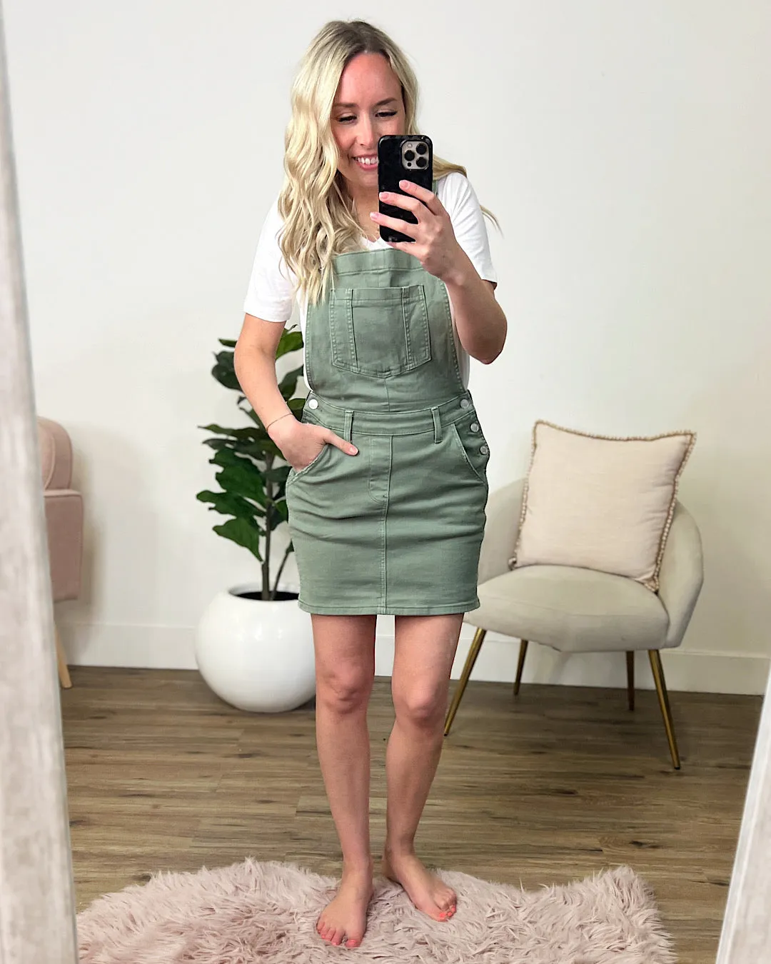 Judy Blue Kinley Sage Overall Skirt