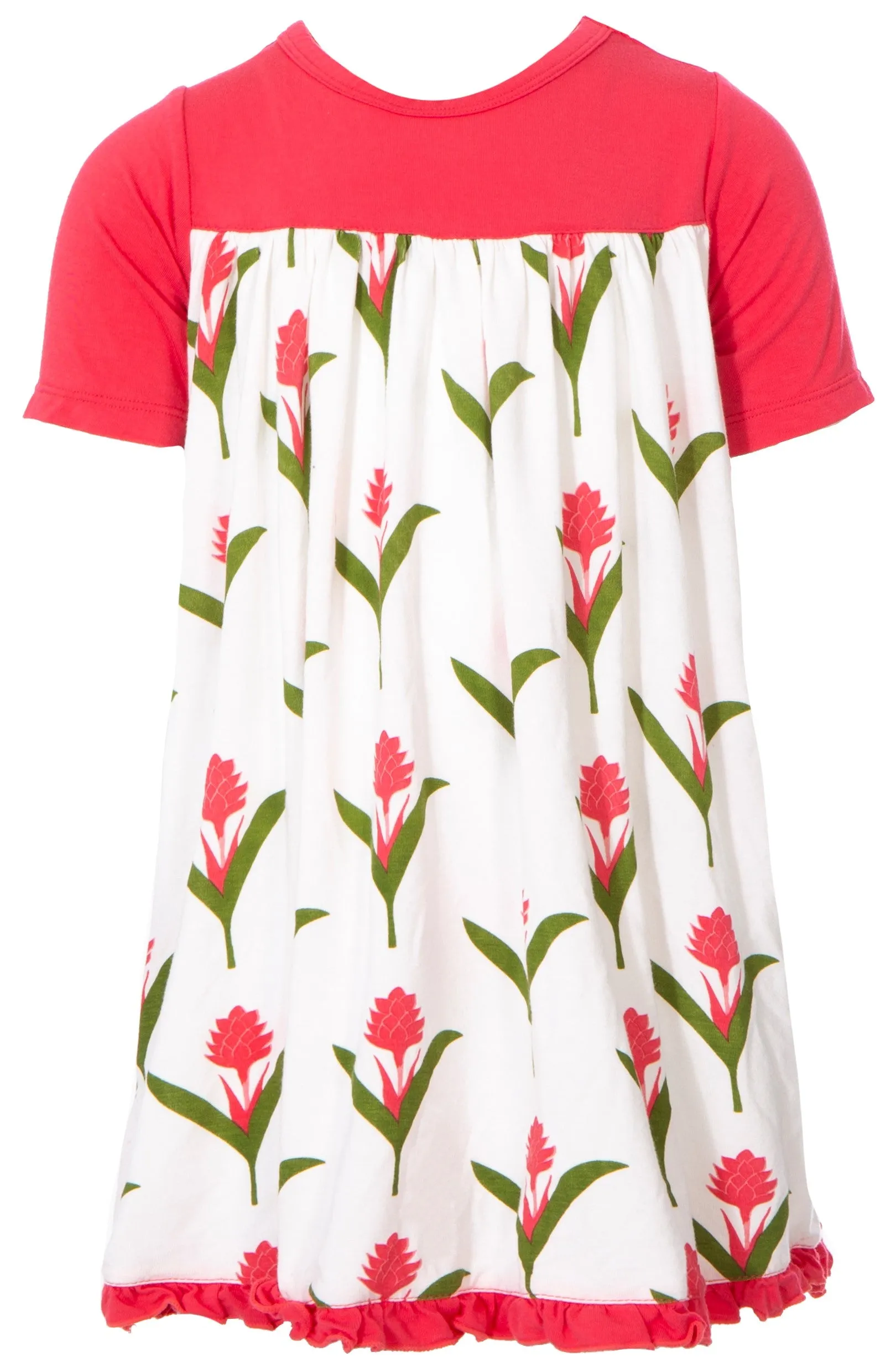 KicKee Pants Natural Red Ginger Flowers Classic S/S Swing Dress