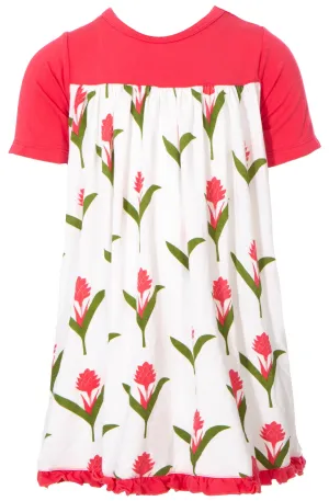KicKee Pants Natural Red Ginger Flowers Classic S/S Swing Dress