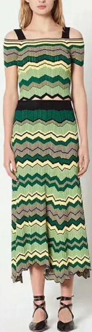 Knit Zig Zag Top and Skirt Set