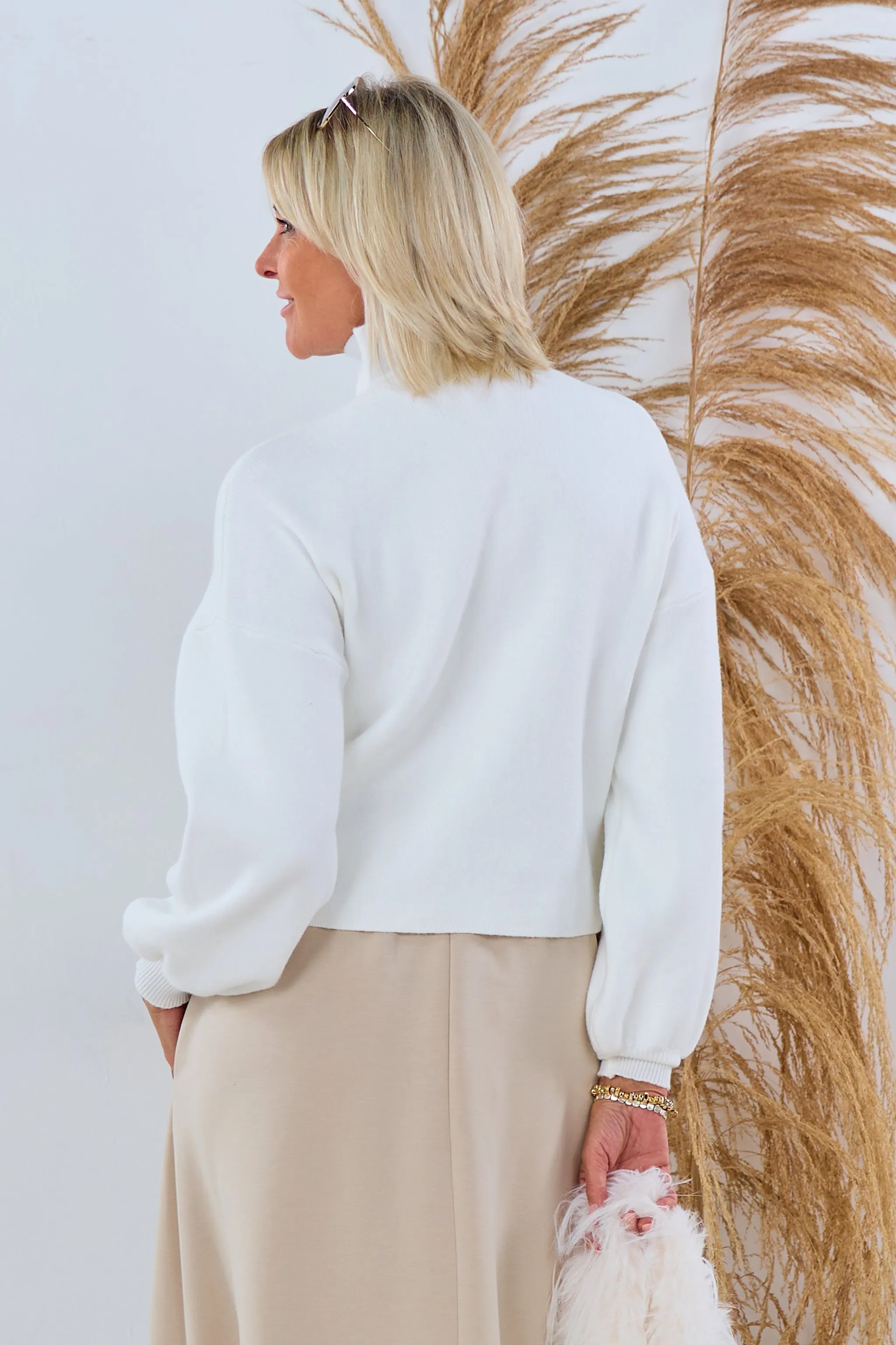 kurzer Pulli mit Turtleneck, ecru