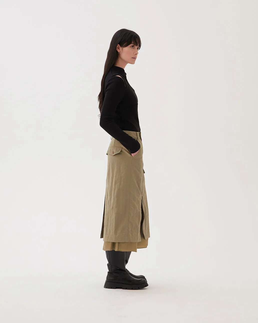 Leah Skirt Nylon Khaki