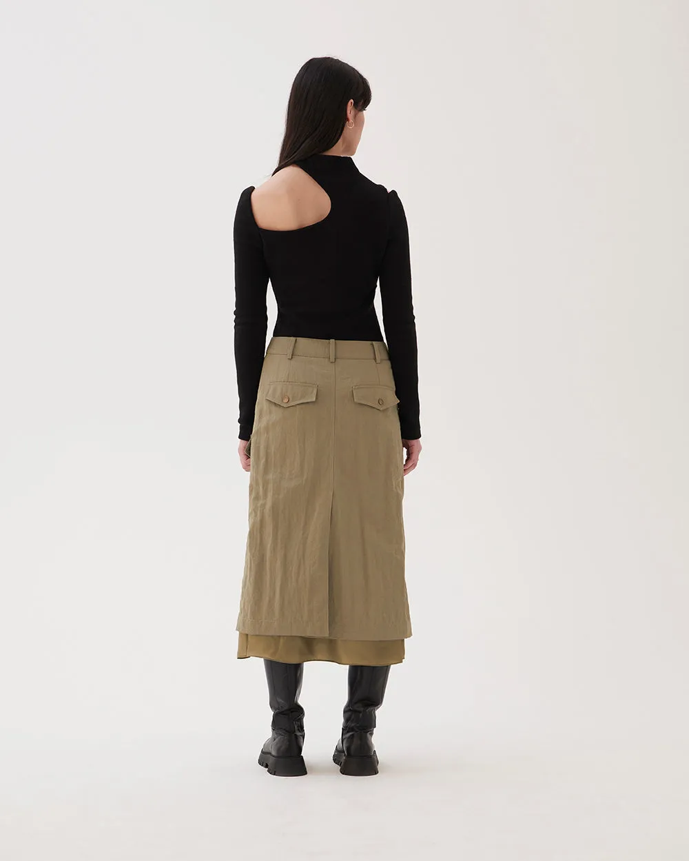 Leah Skirt Nylon Khaki