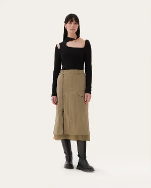 Leah Skirt Nylon Khaki