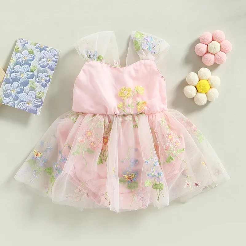 Lola - Sweet Baby Girl Romper Dress , Color - Ivory