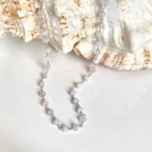 Long Blue Lace Agate Necklace