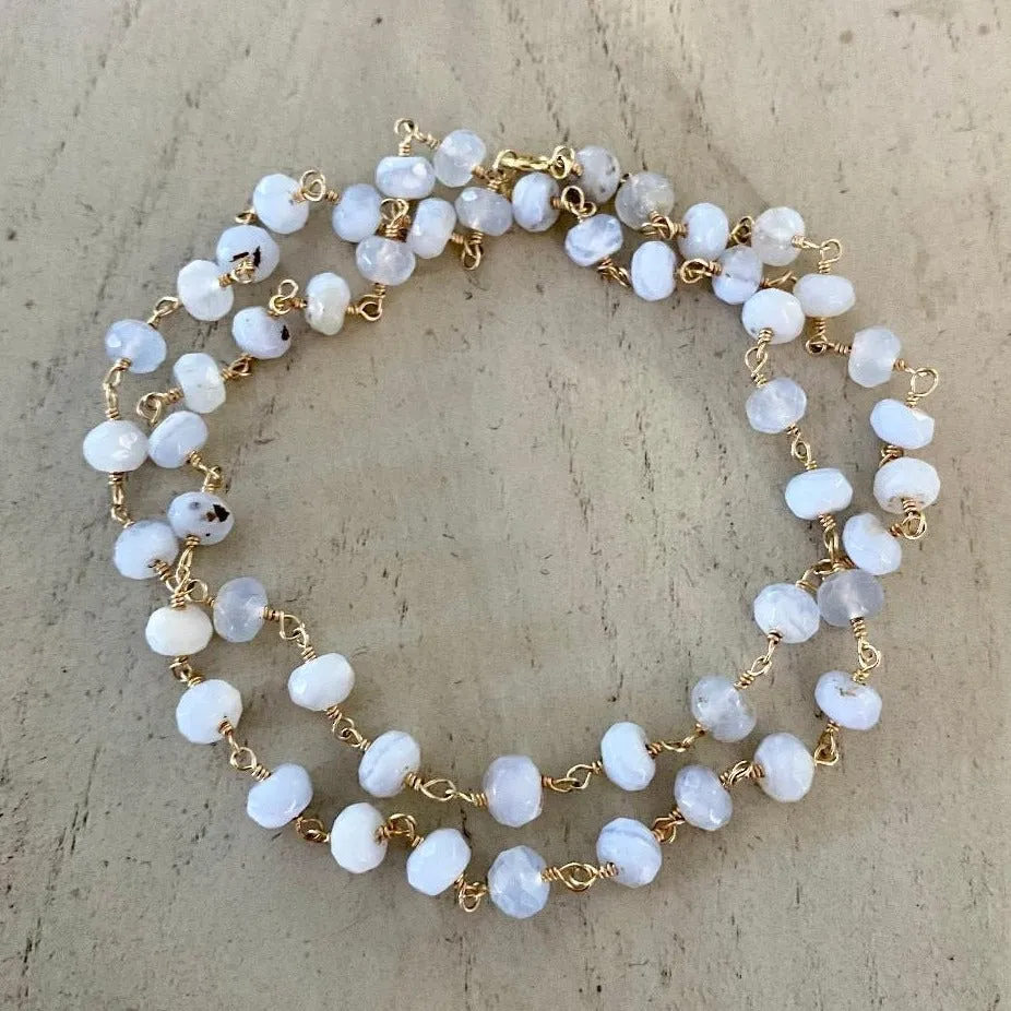 Long Blue Lace Agate Necklace