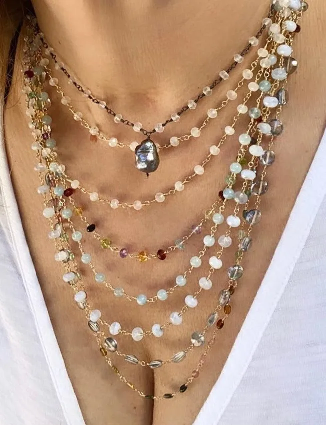 Long Blue Lace Agate Necklace
