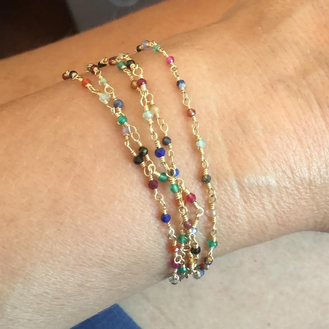 Long Multi Color Gemstone Mix Necklace