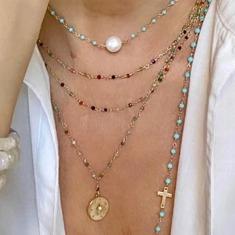 Long Multi Color Gemstone Mix Necklace