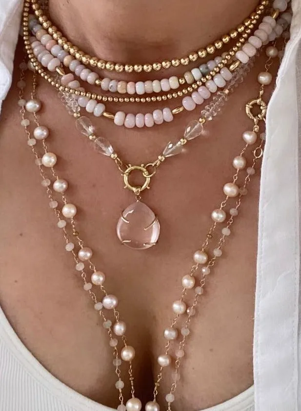 Long Rose Quartz Necklace