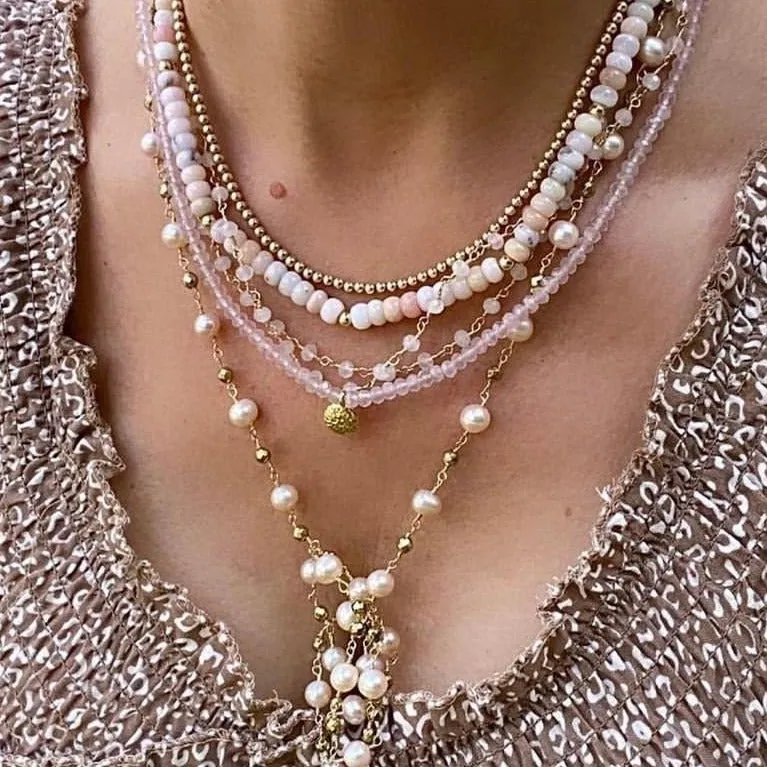 Long Rose Quartz Necklace