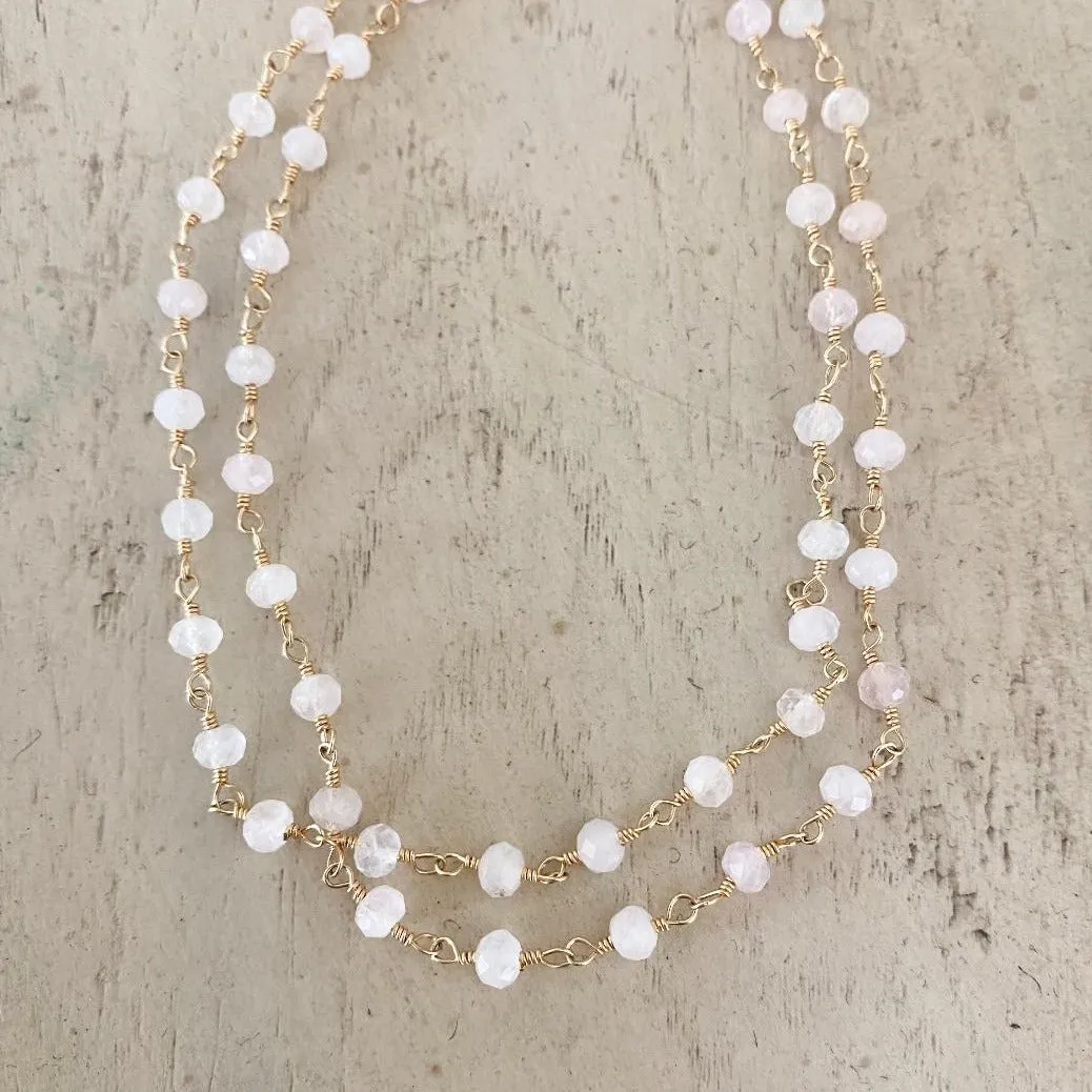Long Rose Quartz Necklace