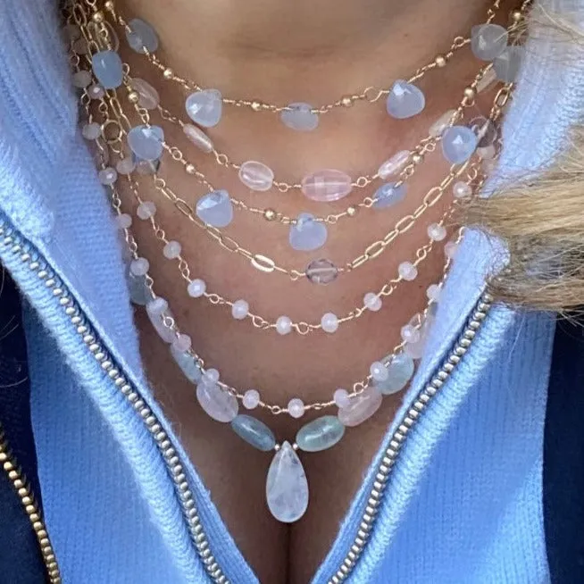 Long Rose Quartz Necklace