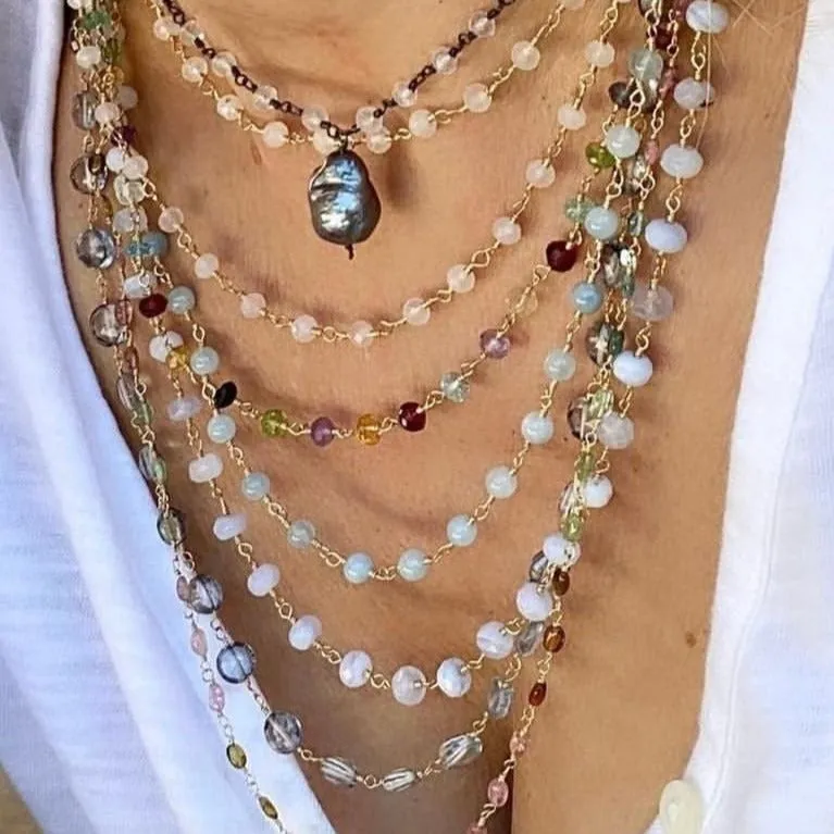 Long Rose Quartz Necklace