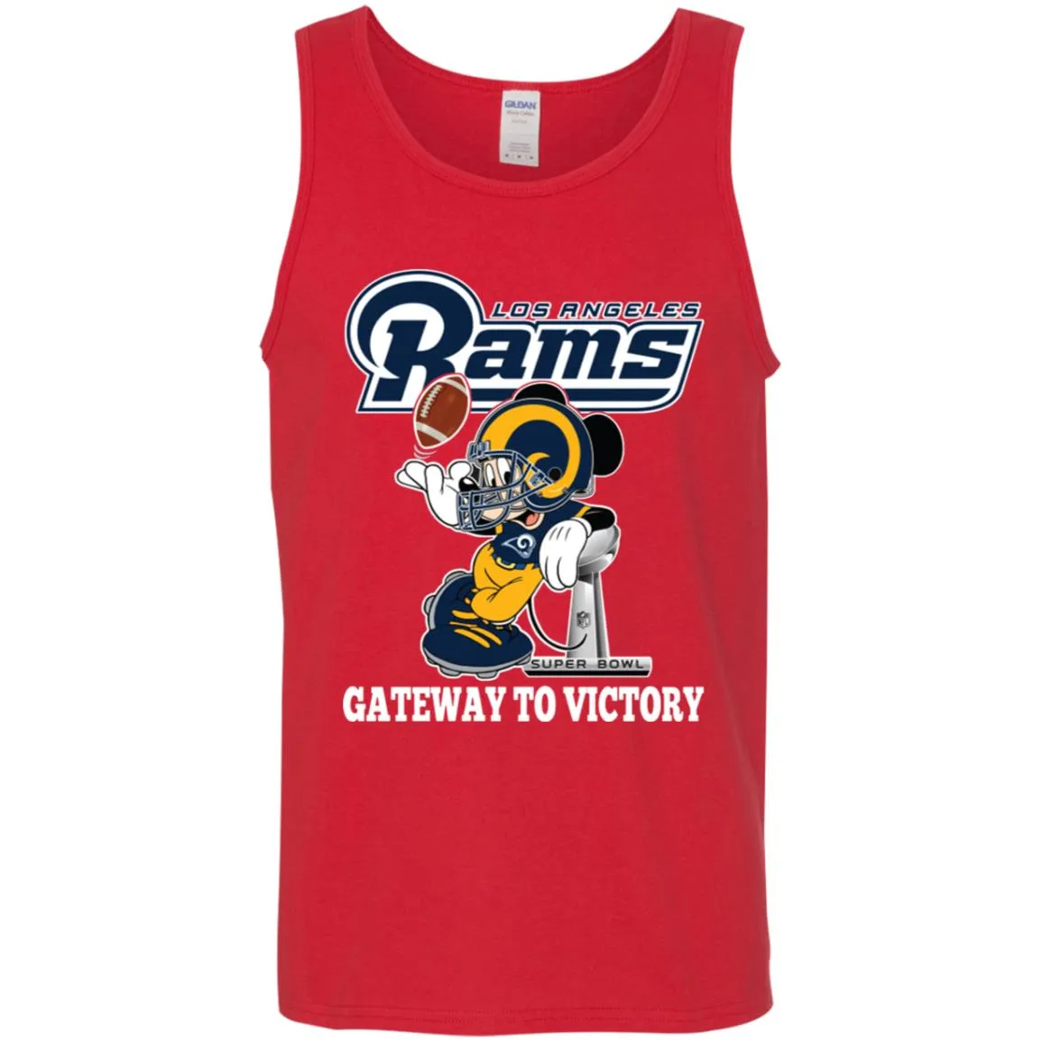 Los Angeles Rams Gateway To Victory Super Bowl 2019 Mickey Mouse Football Nfl Men Cotton Tank