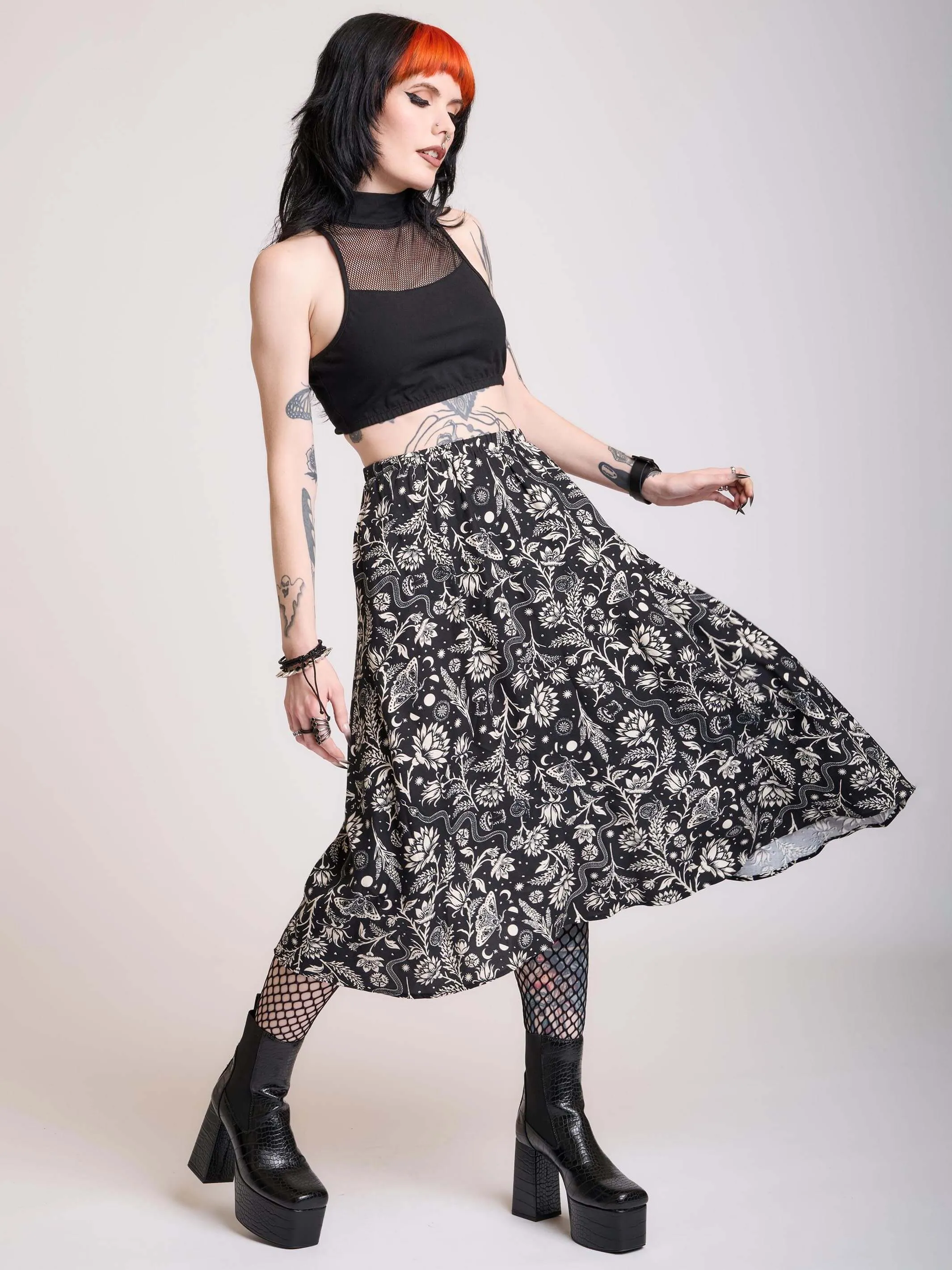 Lunar Garden Witch Midi Skirt