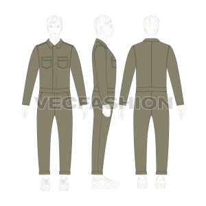 Mens Boiler Suit Vector Sketch