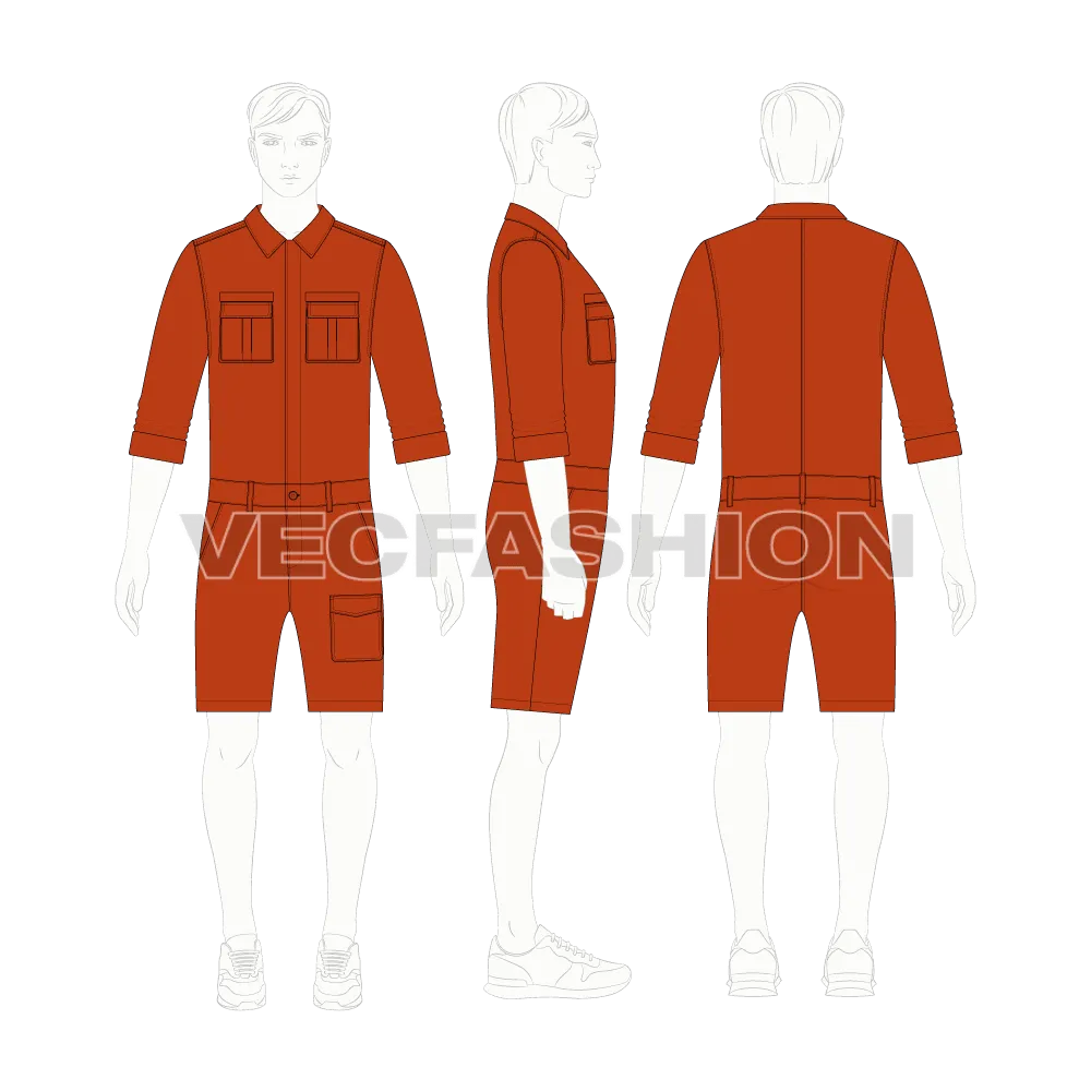 Mens Boiler Suit with Shorts