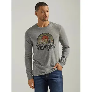 MEN'S WRANGLER LONG SLEEVE DESERT SUNRISE T-SHIRT IN GRAPHITE HEATHER