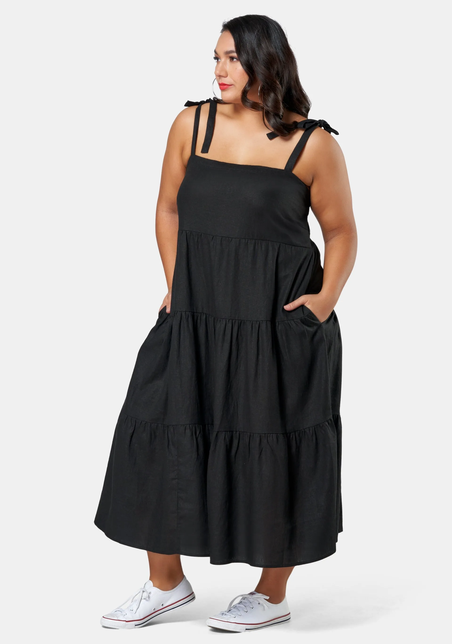 Movin On Up Linen Dress