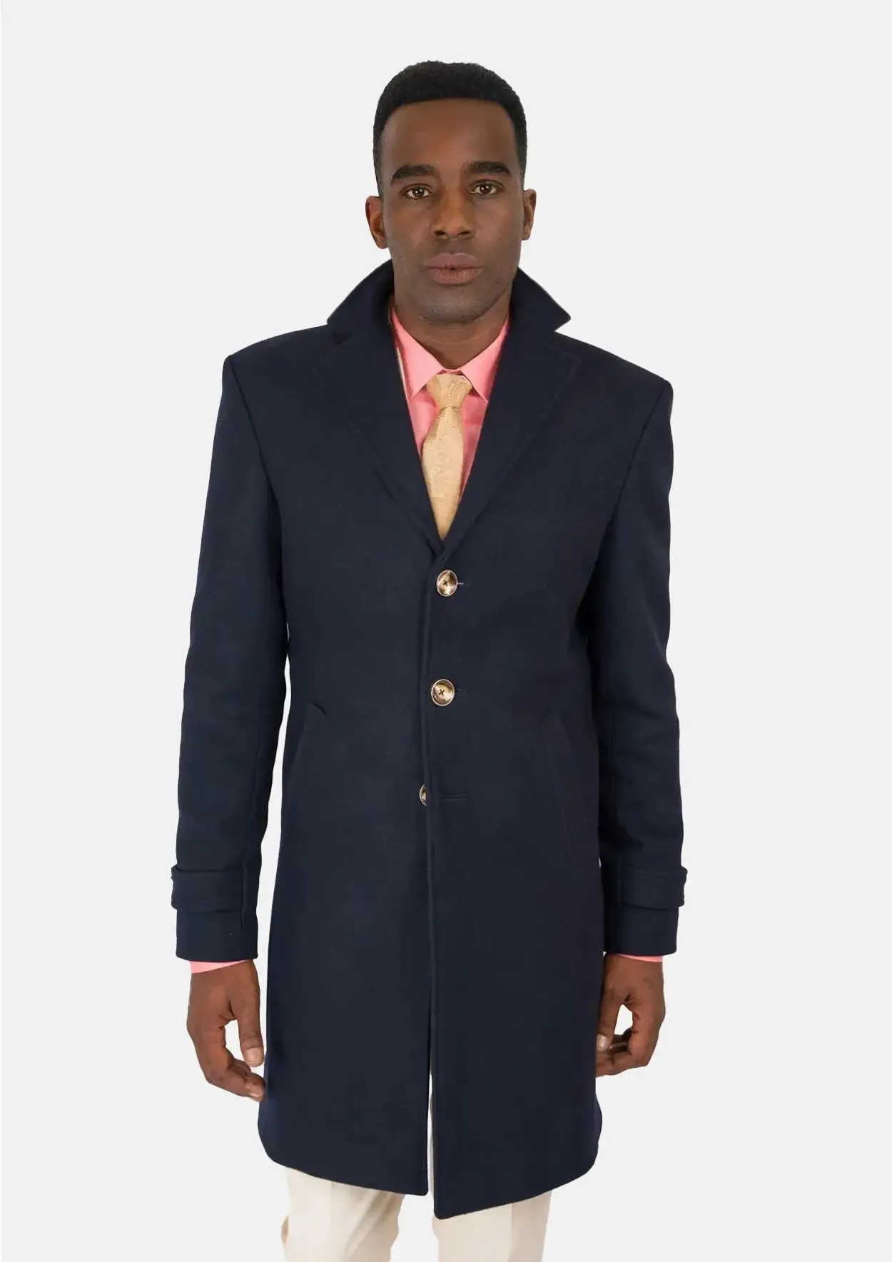 Navy Wool Classic Overcoat