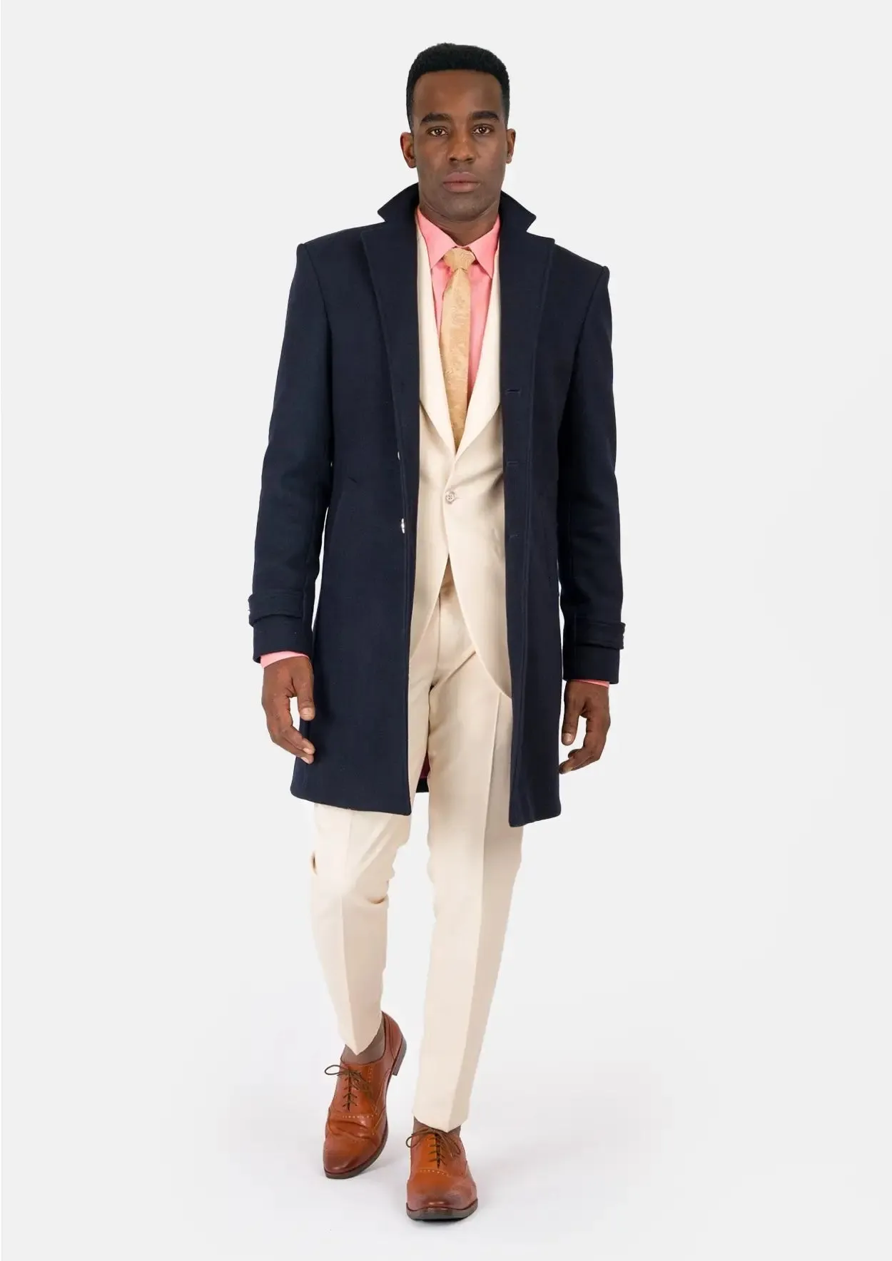 Navy Wool Classic Overcoat
