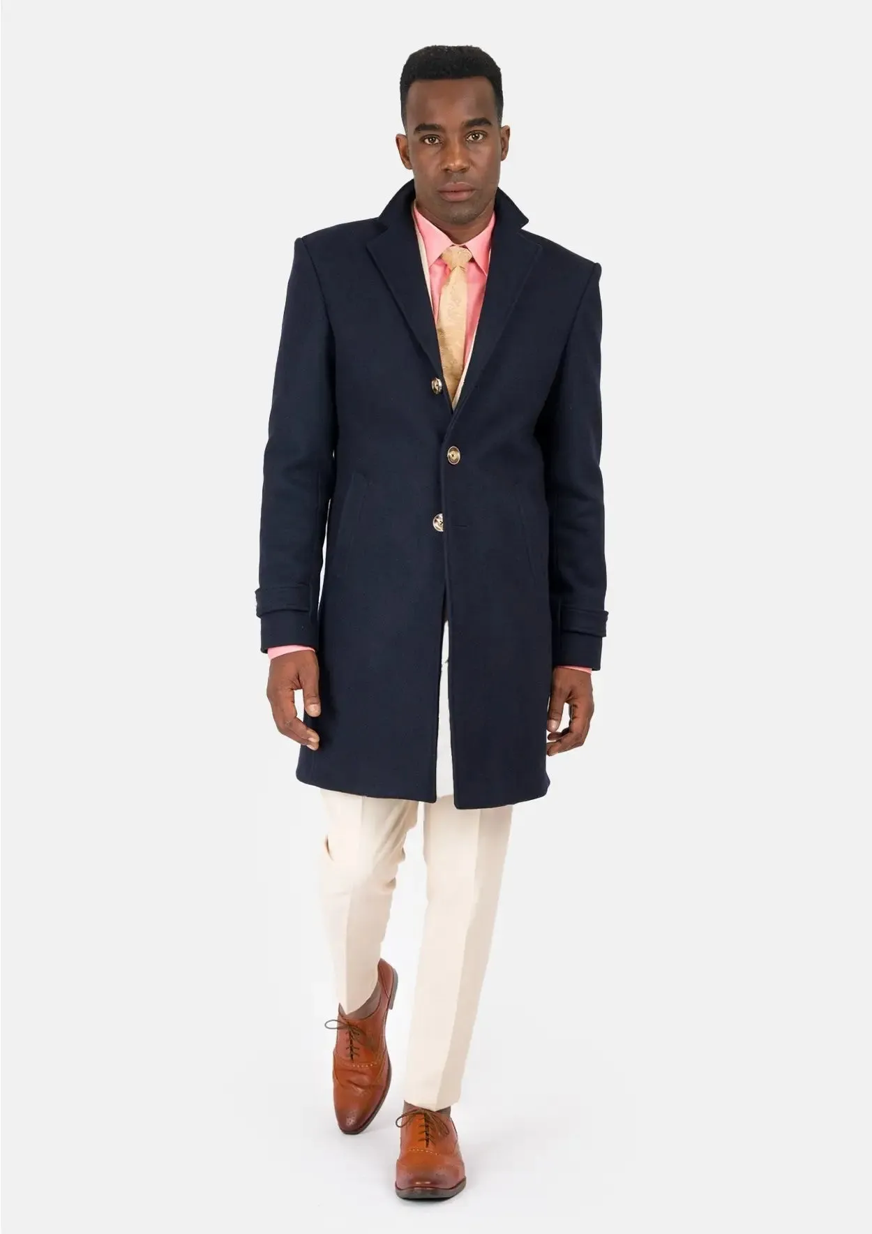 Navy Wool Classic Overcoat