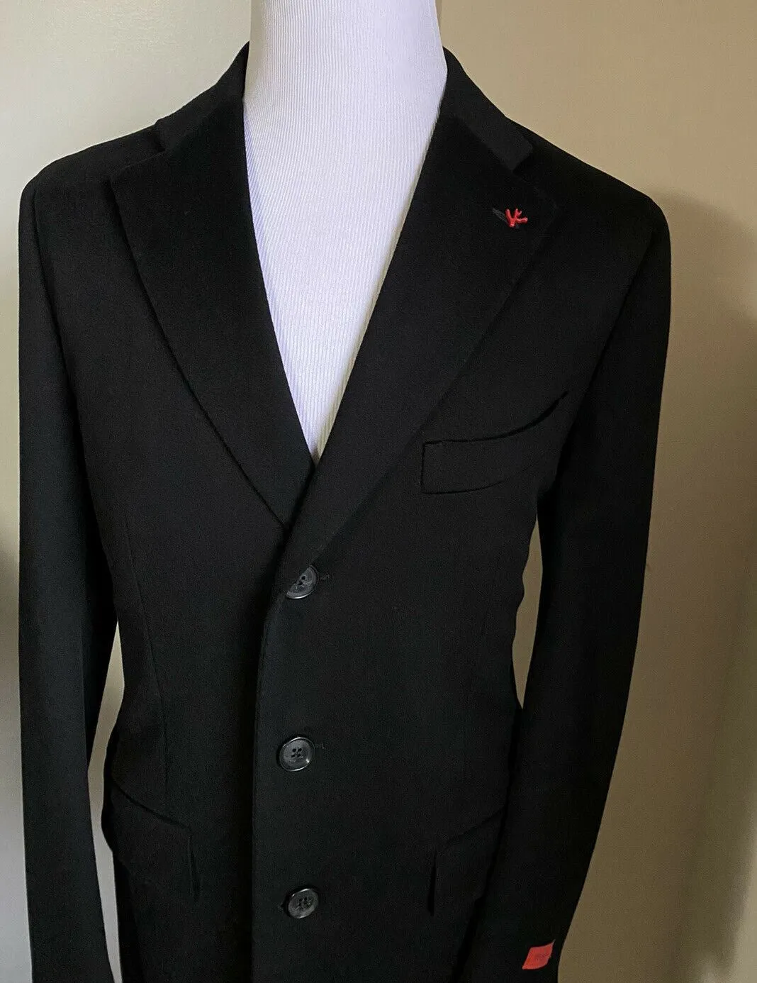 New $4200 Isaia Men’s Overcoat Coat Black Size 40R US ( 50R Eu ) Italy