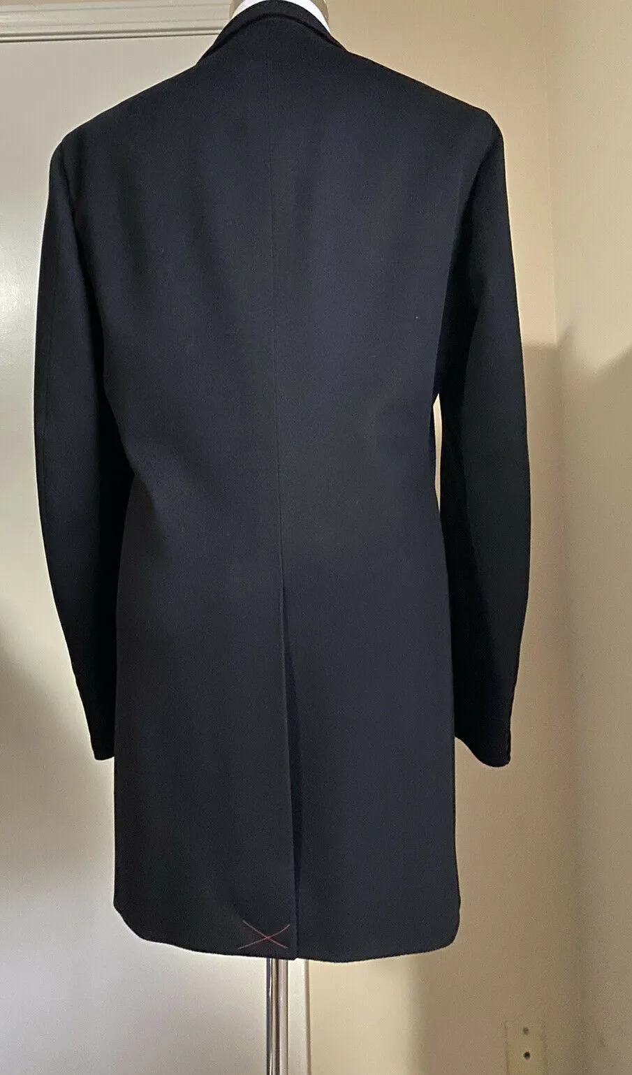 New $4200 Isaia Men’s Overcoat Coat Black Size 40R US ( 50R Eu ) Italy