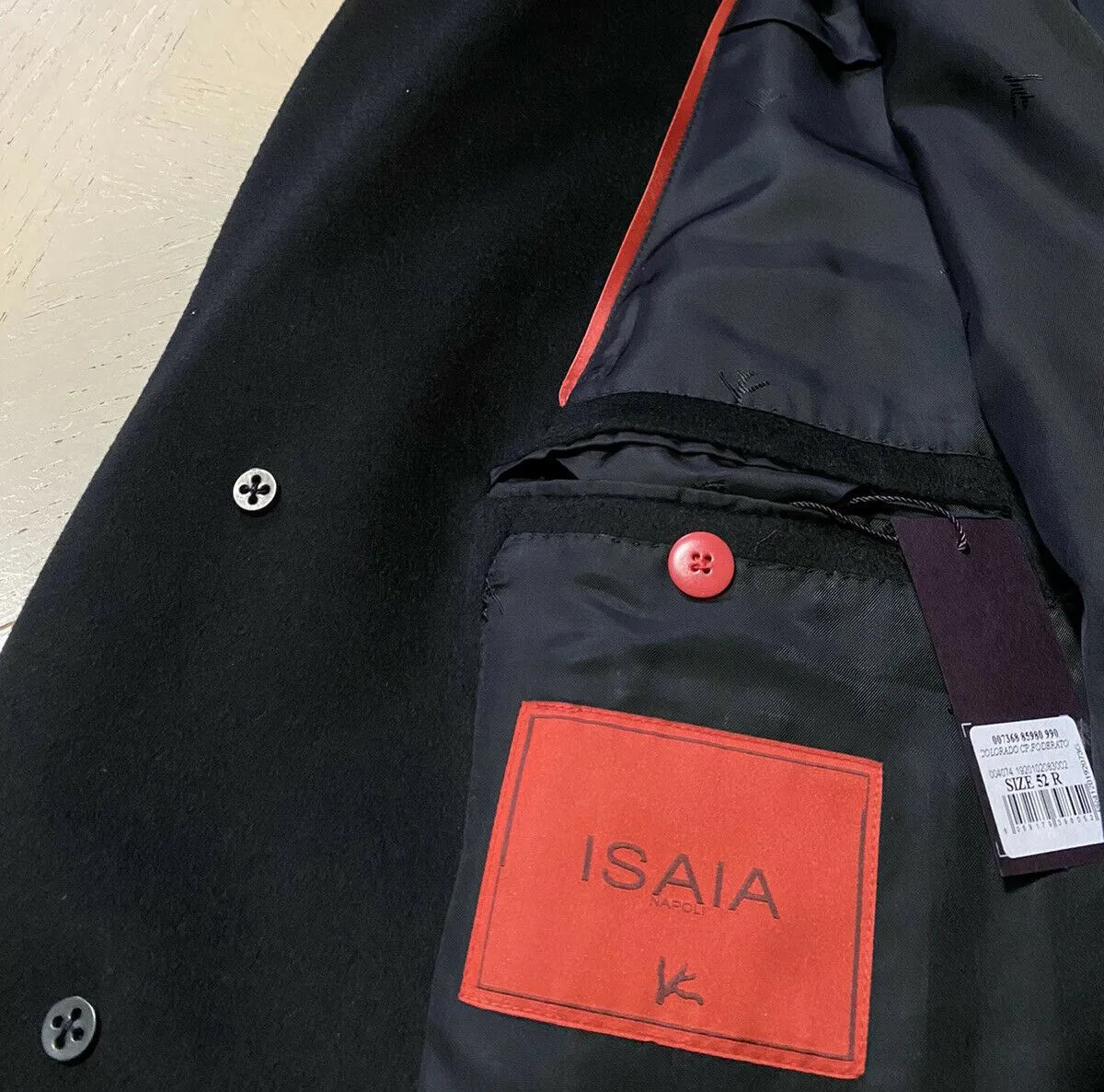 New $4200 Isaia Men’s Overcoat Coat Black Size 40R US ( 50R Eu ) Italy