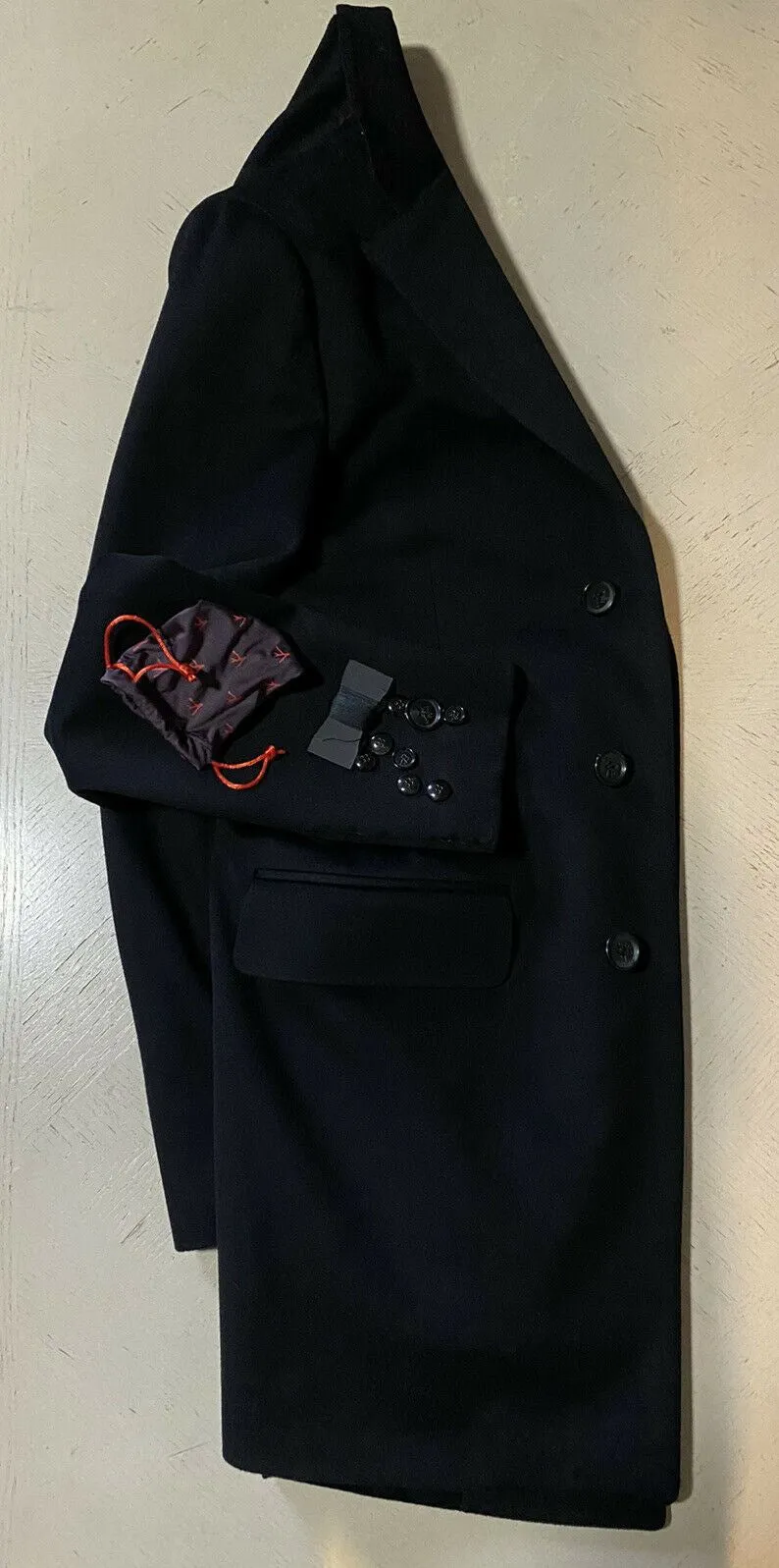 New $4200 Isaia Men’s Overcoat Coat Black Size 40R US ( 50R Eu ) Italy