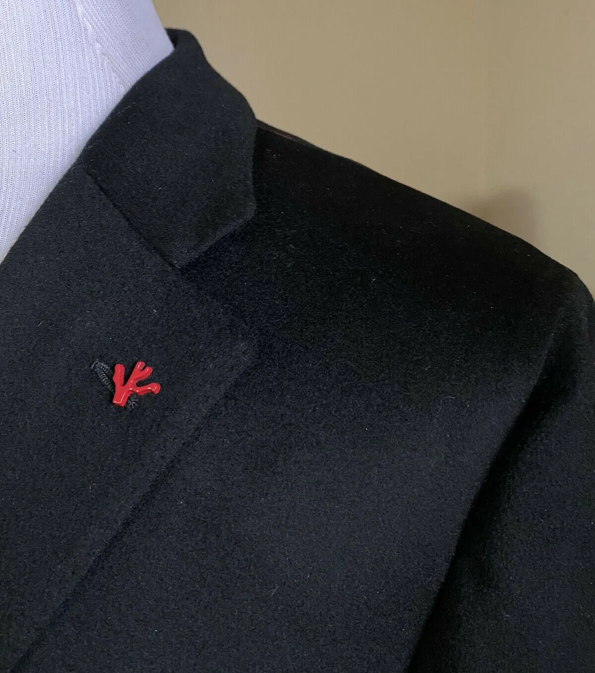 New $4200 Isaia Men’s Overcoat Coat Black Size 40R US ( 50R Eu ) Italy