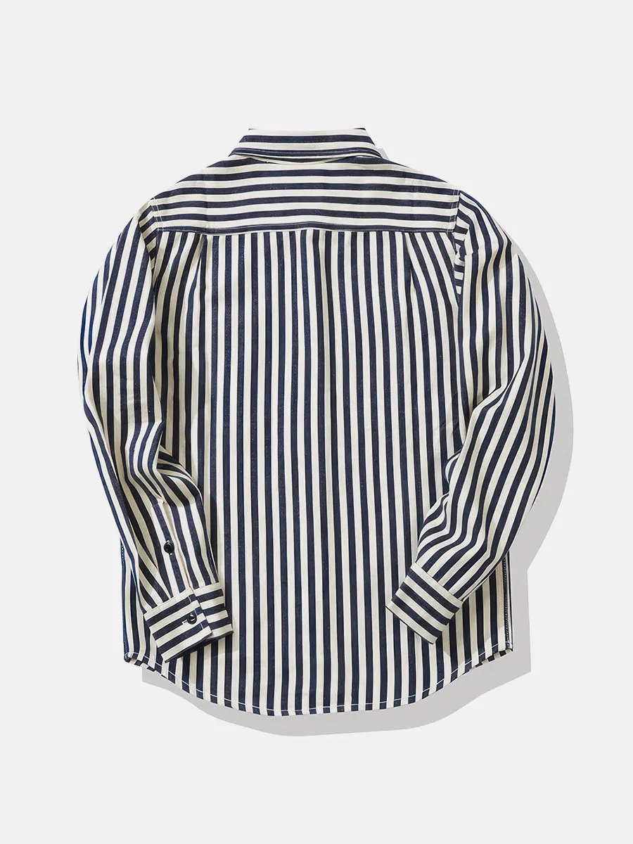 Pure Cotton Retro Style Striped Shirt