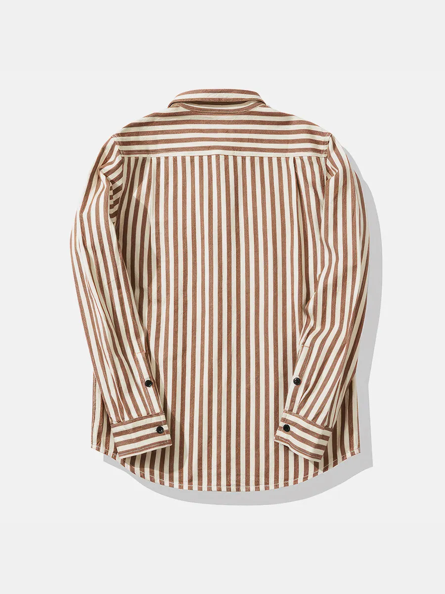 Pure Cotton Retro Style Striped Shirt
