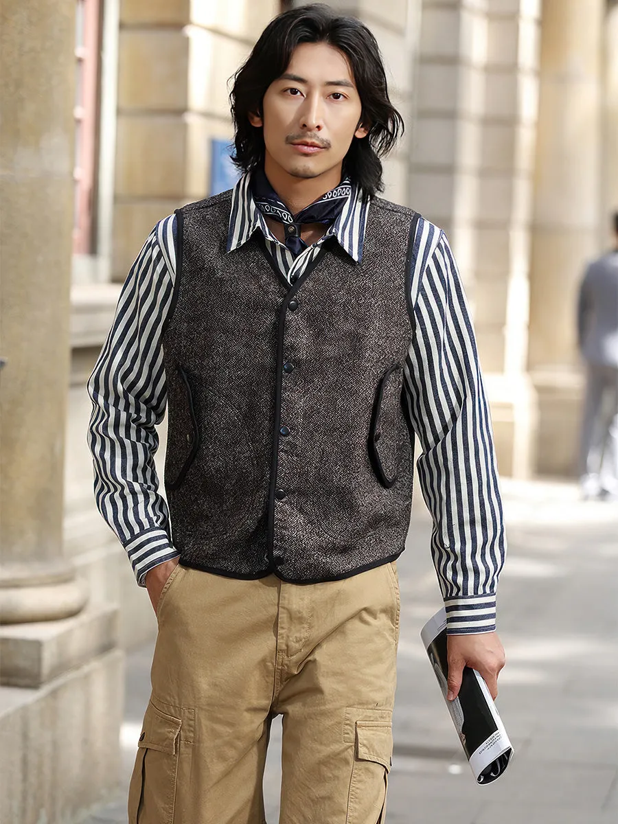 Pure Cotton Retro Style Striped Shirt
