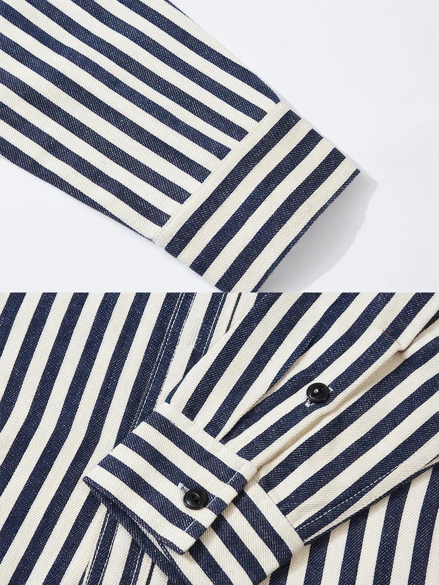 Pure Cotton Retro Style Striped Shirt
