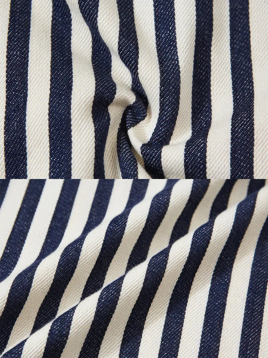 Pure Cotton Retro Style Striped Shirt