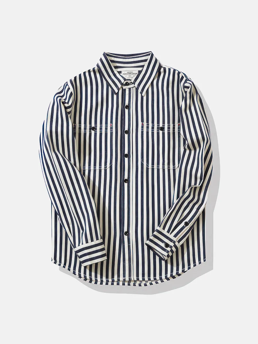 Pure Cotton Retro Style Striped Shirt