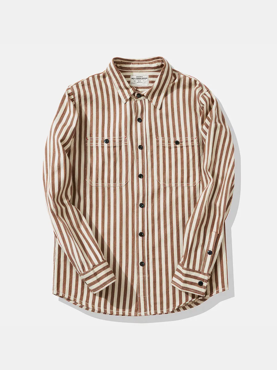 Pure Cotton Retro Style Striped Shirt