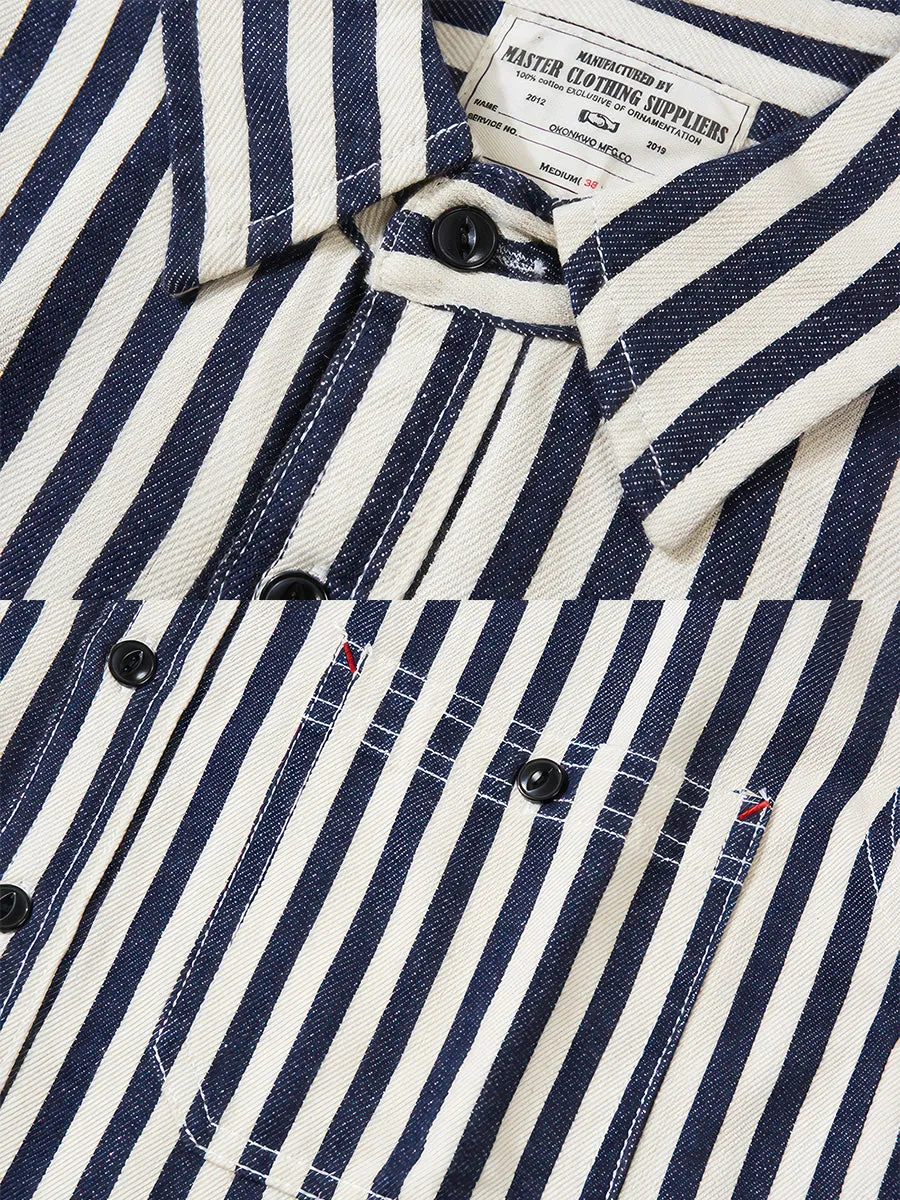 Pure Cotton Retro Style Striped Shirt