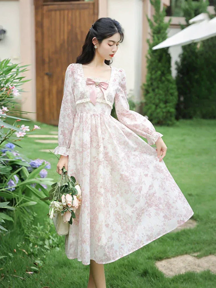 Pure Flower Dress Girly Retro Sweet