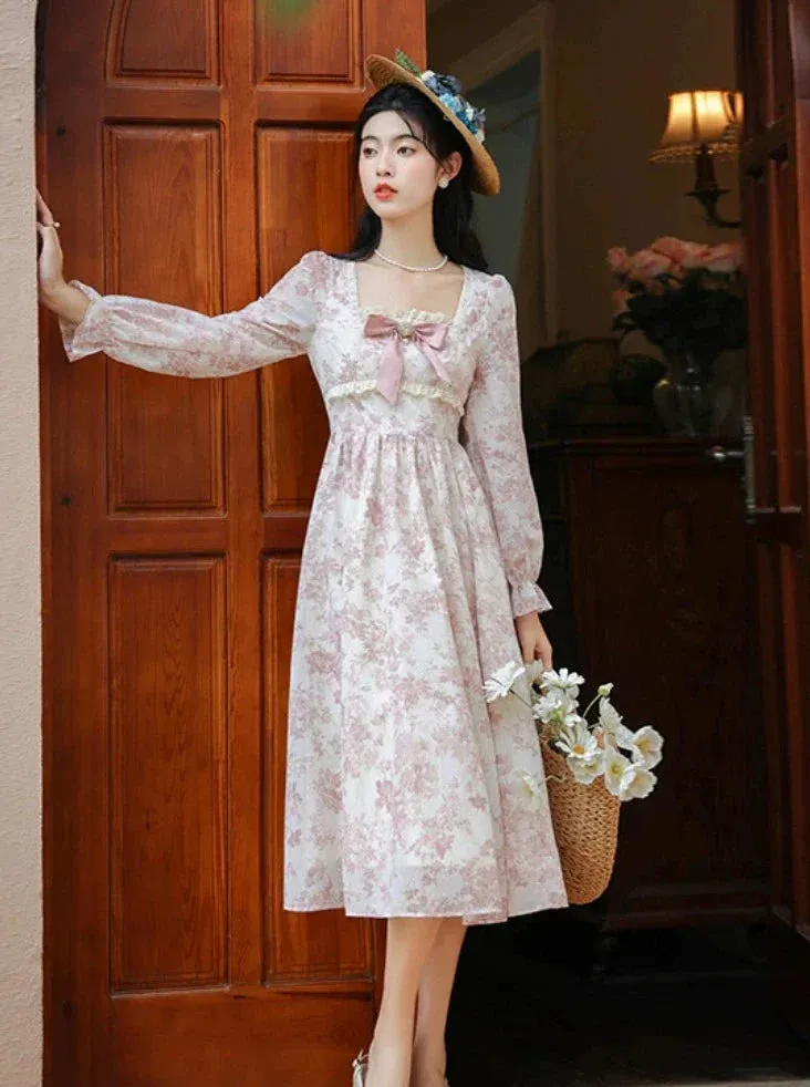 Pure Flower Dress Girly Retro Sweet