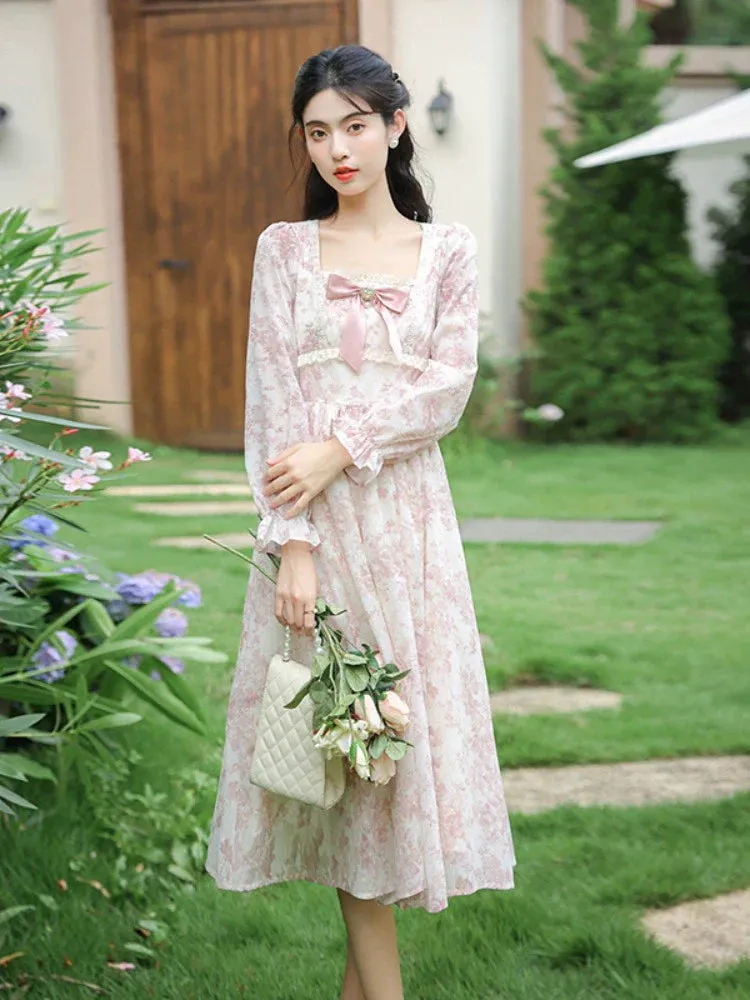 Pure Flower Dress Girly Retro Sweet