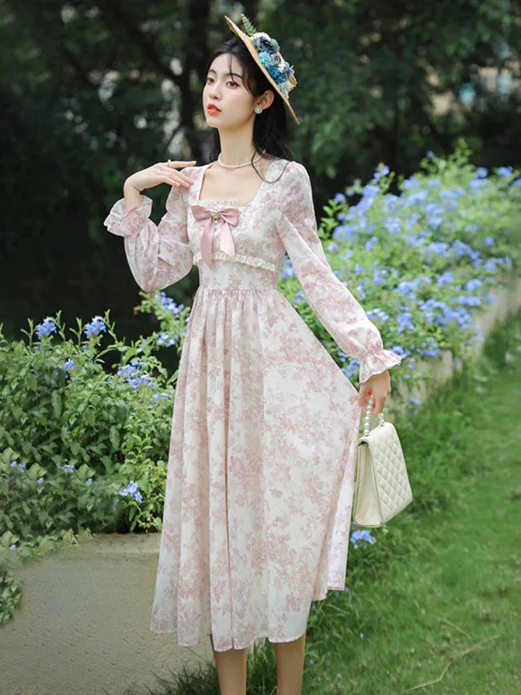 Pure Flower Dress Girly Retro Sweet