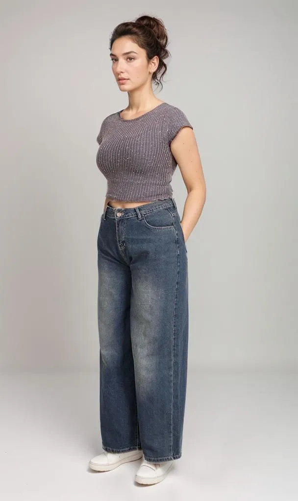 R205511-R205511 - Ribbed Knit Cap Sleeve Top - Grey